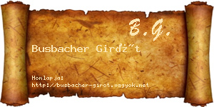 Busbacher Girót névjegykártya